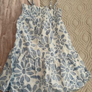 Charming Blue Patterned Kids Casual Dress